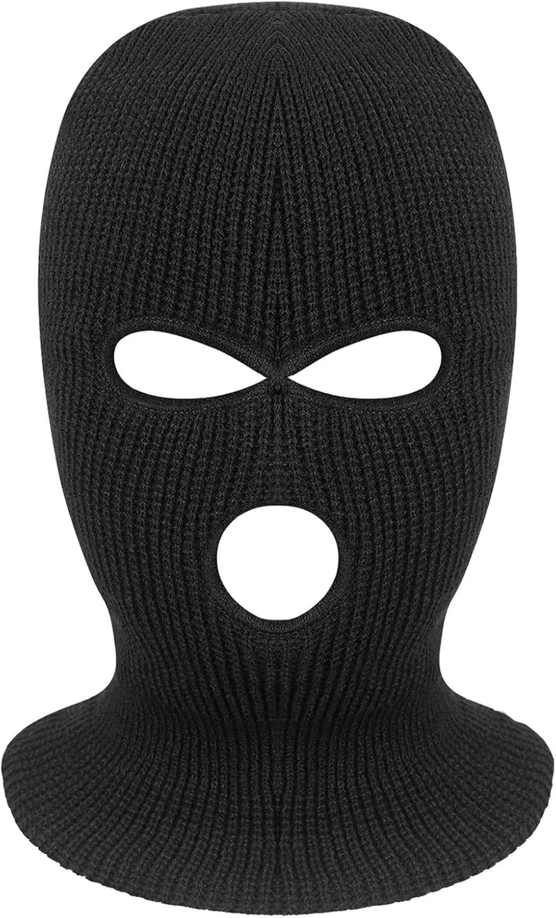 Tmflexe 3-Hole Full Face Mask Cover Ski Mask Winter Balaclava Cap Knitted Face Cover for Winter Outdoor Sports - Image 1